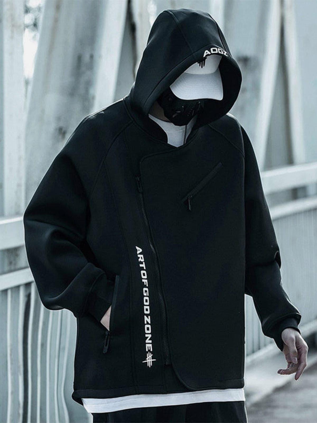 Combat Oblique Zipper Print Jacket
