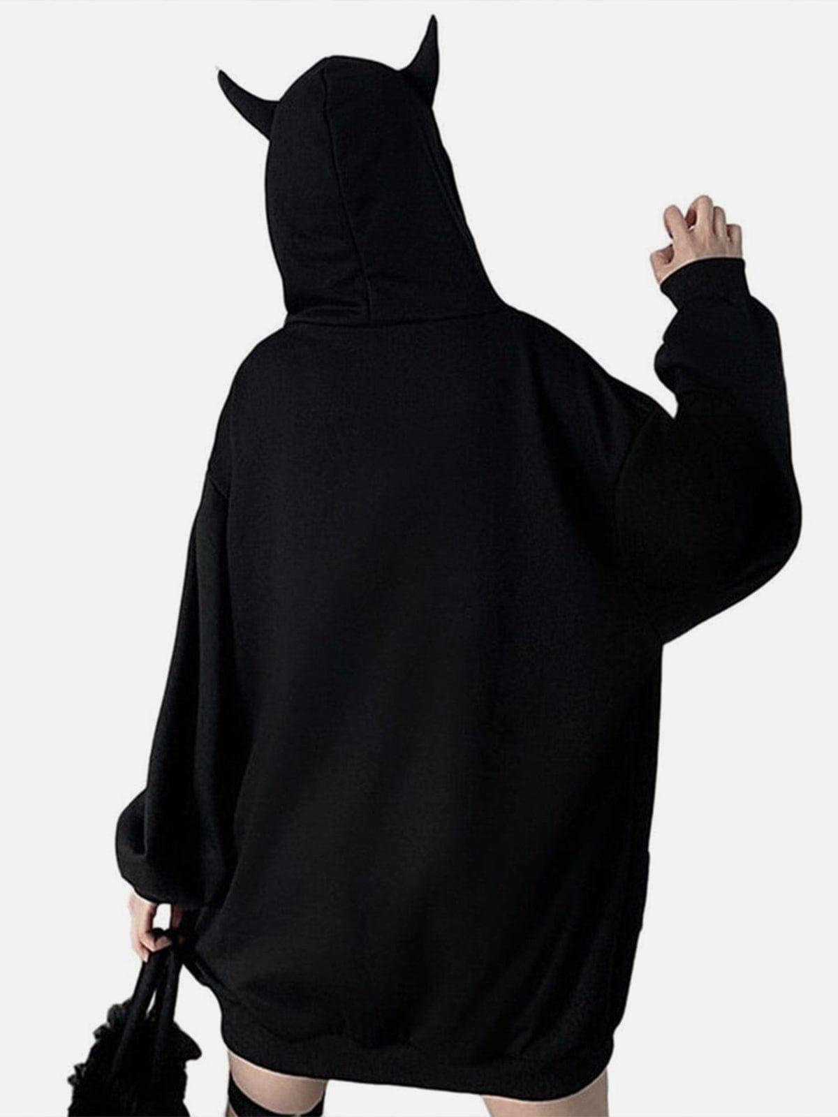 Dark Little Devil Horn Zip Up Hoodie
