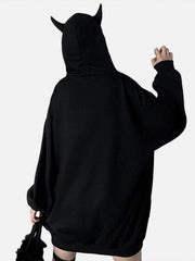 Dark Little Devil Horn Zip Up Hoodie
