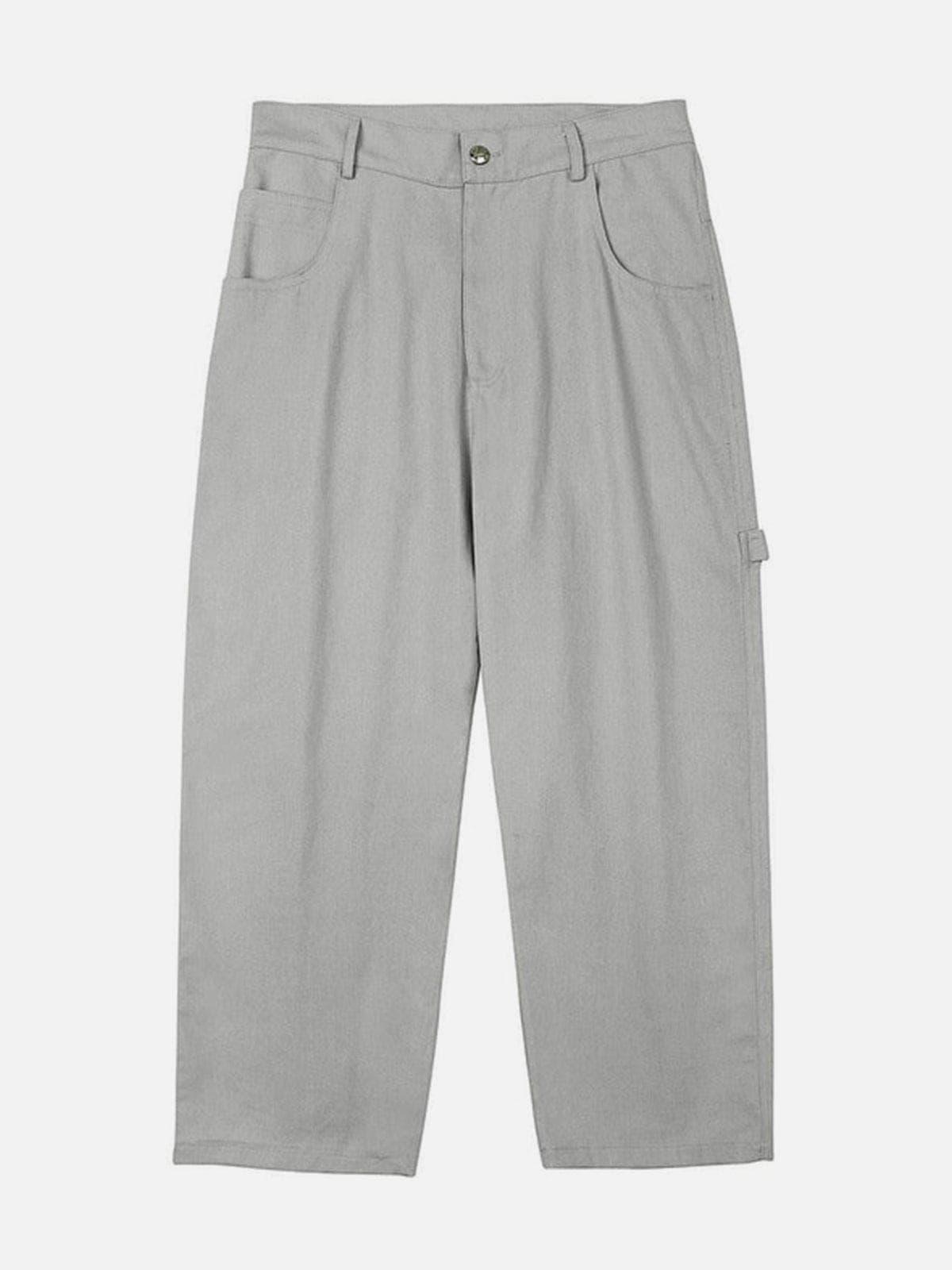 Solid Color Embroidery Pants