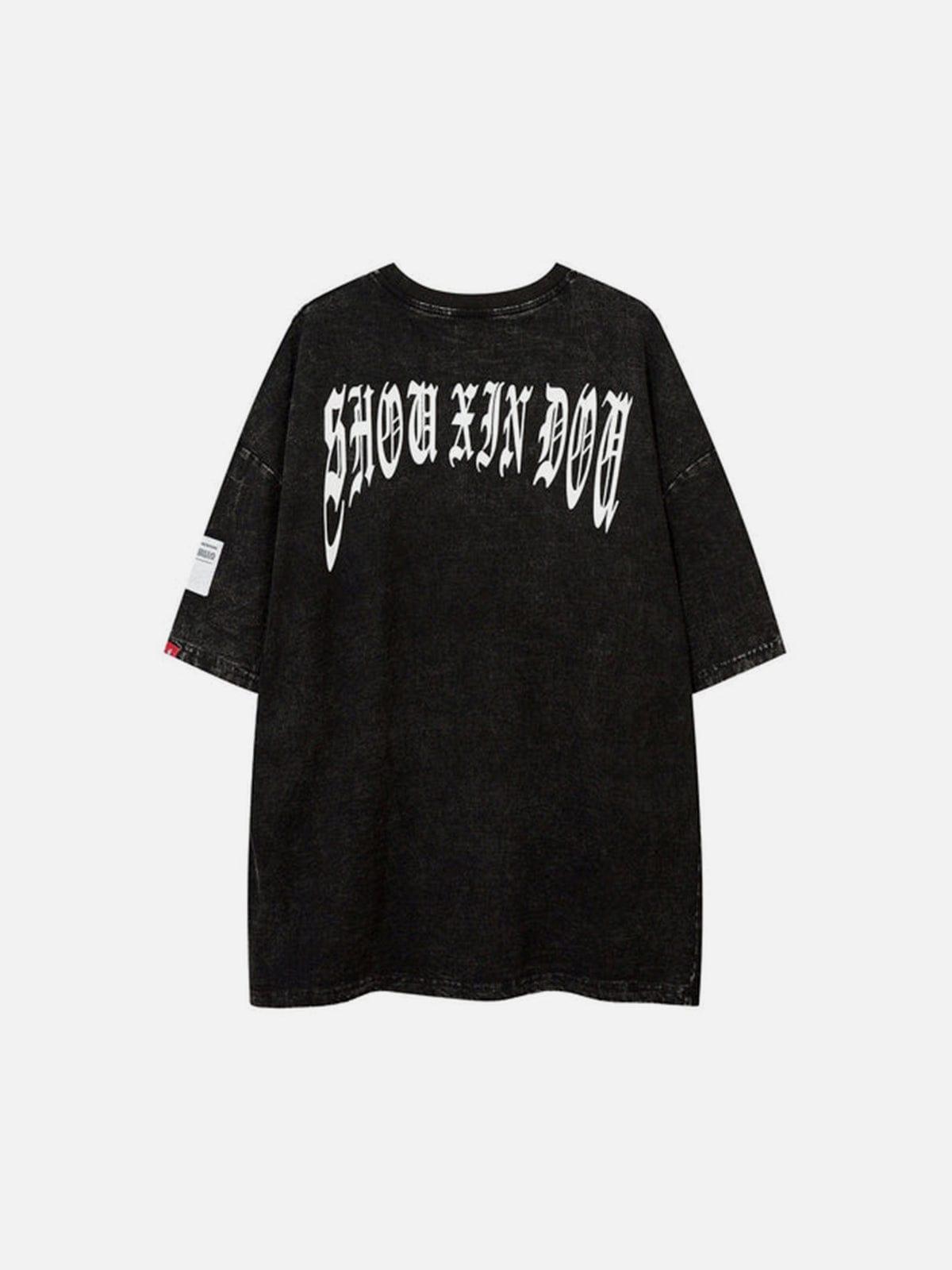 Cross Print Washed Graphic Tee