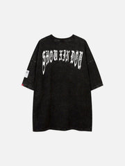 Cross Print Washed Graphic Tee