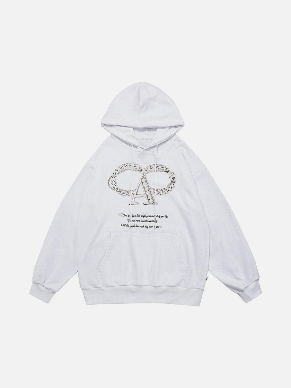 Alphabet Necklace Print Hoodie
