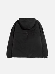 Functional Half Zip Up Embroidery Winter Coat