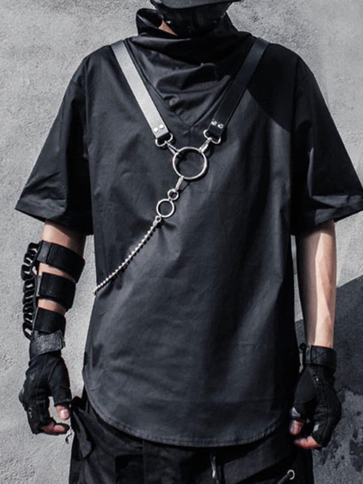 Dark Functional Chain Turtleneck Tee