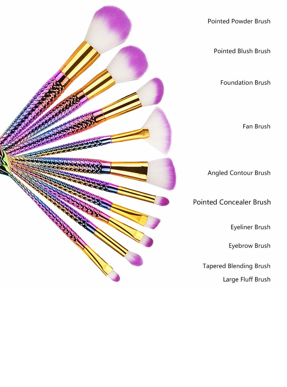 Mermaid Makeup Brush Set Fish Tail Foundation