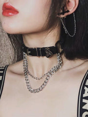 Dark Love Chain PU Clavicle Chain Collars