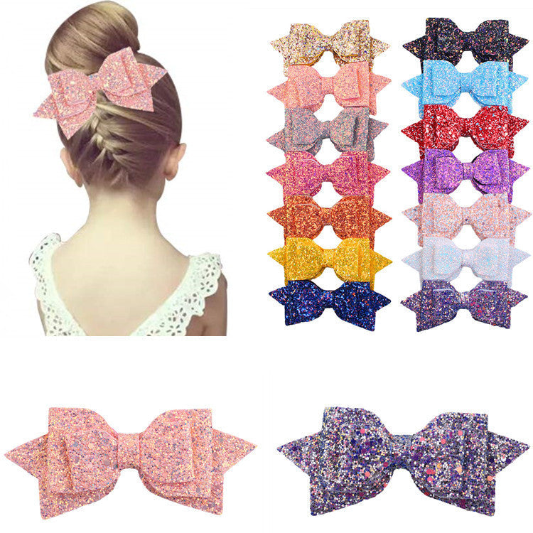 1Piece 5 Inch Baby Girl Big Glitter Hair Bow Kids