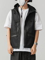 Multi Pockets Zip Up Hooded Tactical Vest