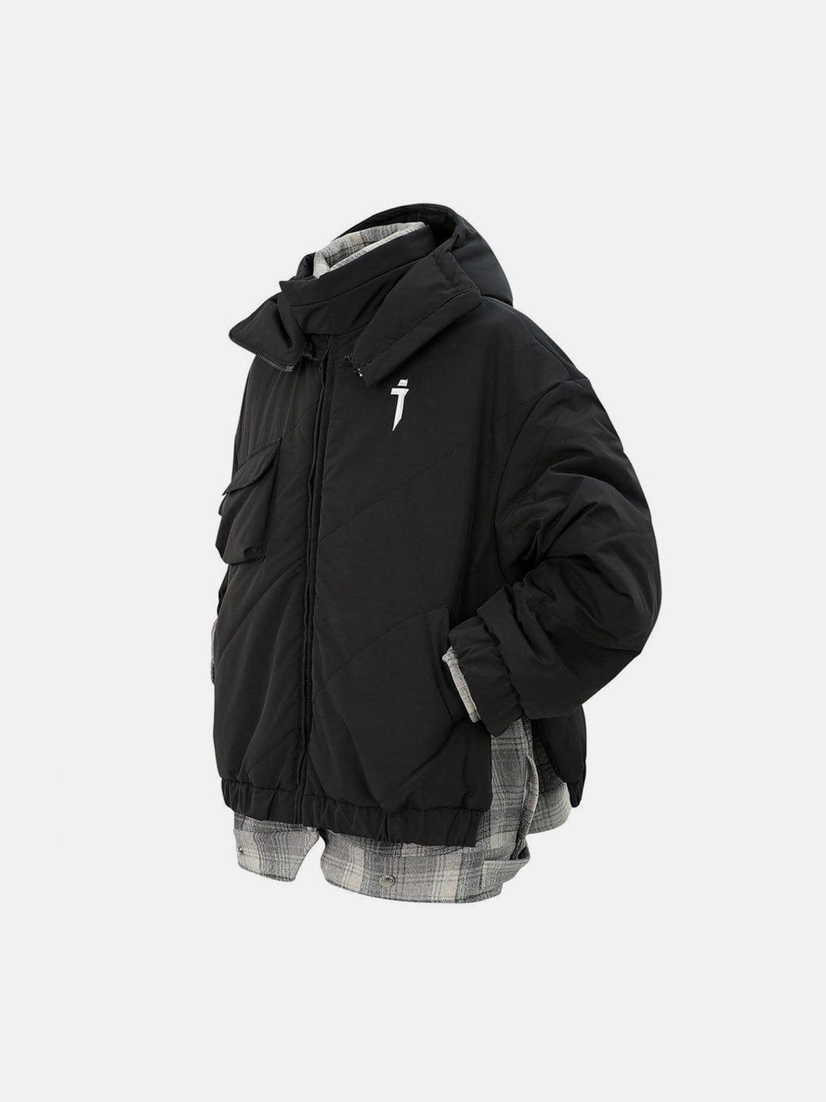 Fake Two Plaid Winter Coat