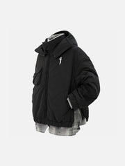 Fake Two Plaid Winter Coat