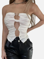 Sexy Hottow Out Folds Vest