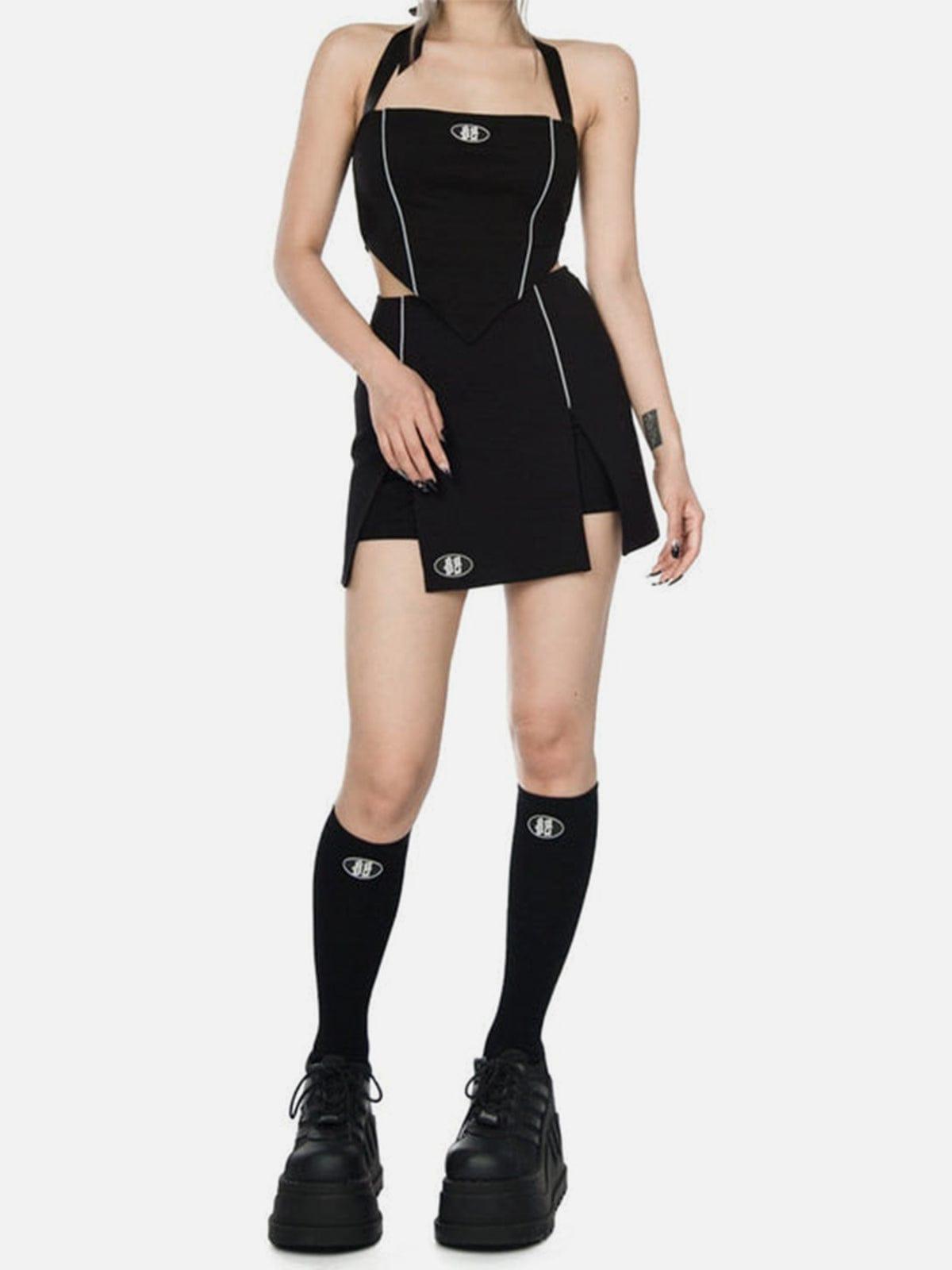 Dark Y2K Backless Ribbon Vest