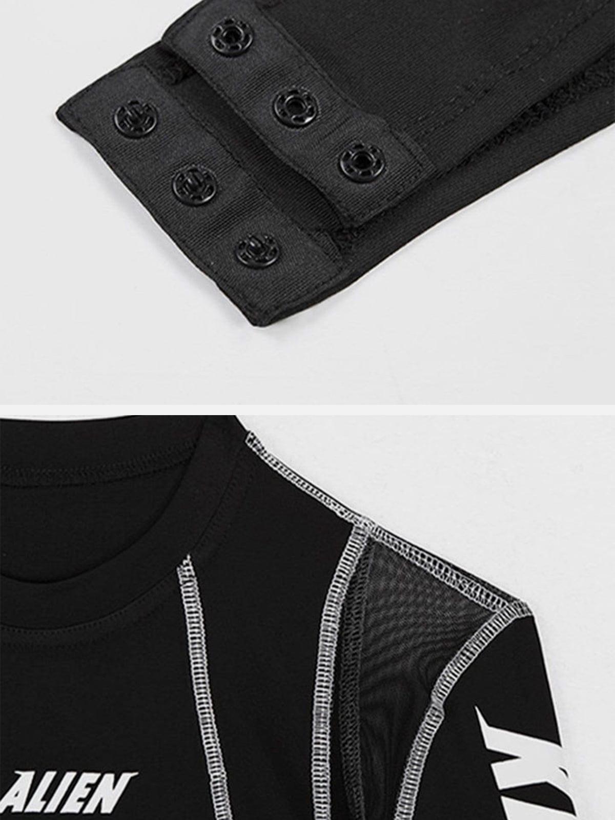 Mesh Patchwork Half Turtleneck Long Sleeve Bodysuit