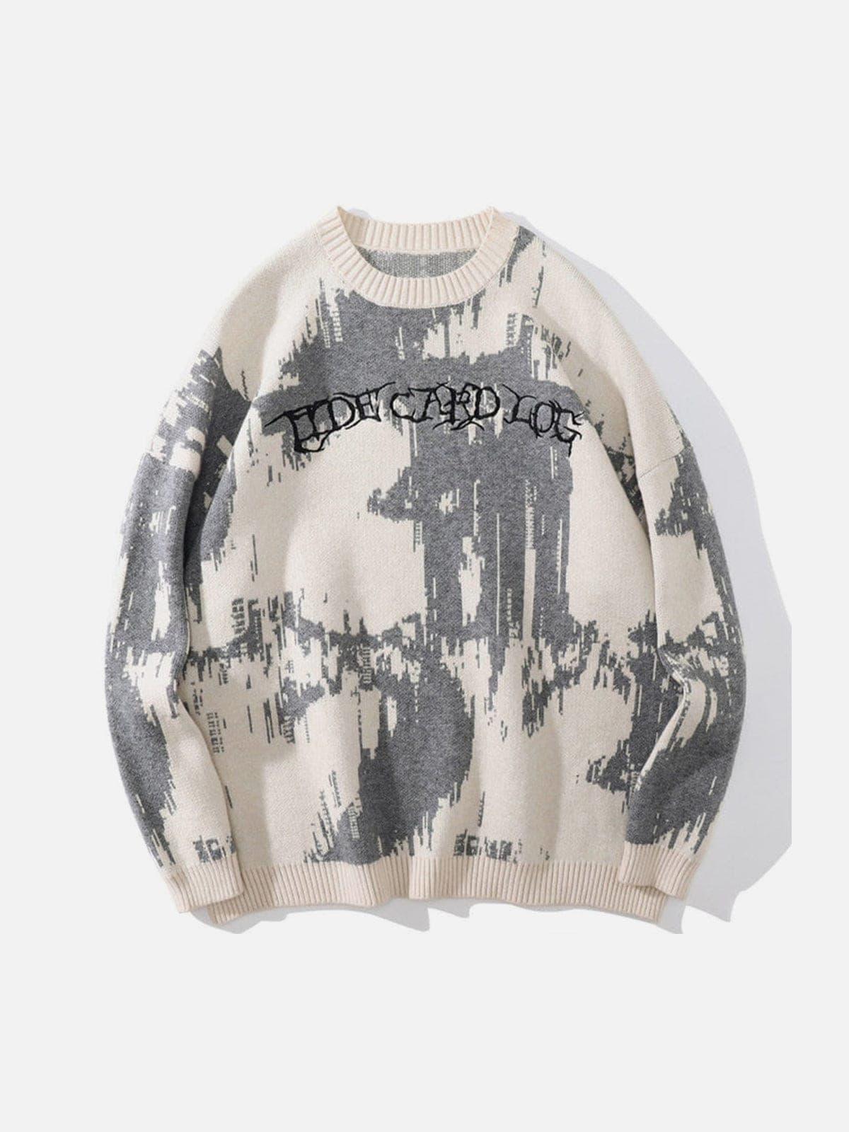Tie Dye Embroidery Knitted Sweater