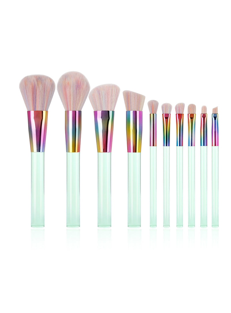 10PCS Makeup brushes Set Light Green Transparent