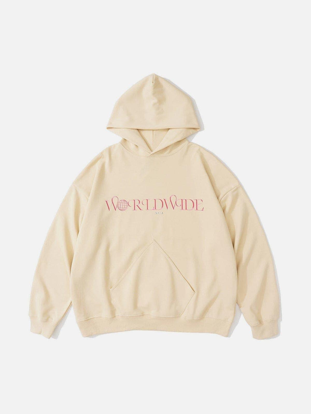 Solid Color Basic Letters Print Hoodie