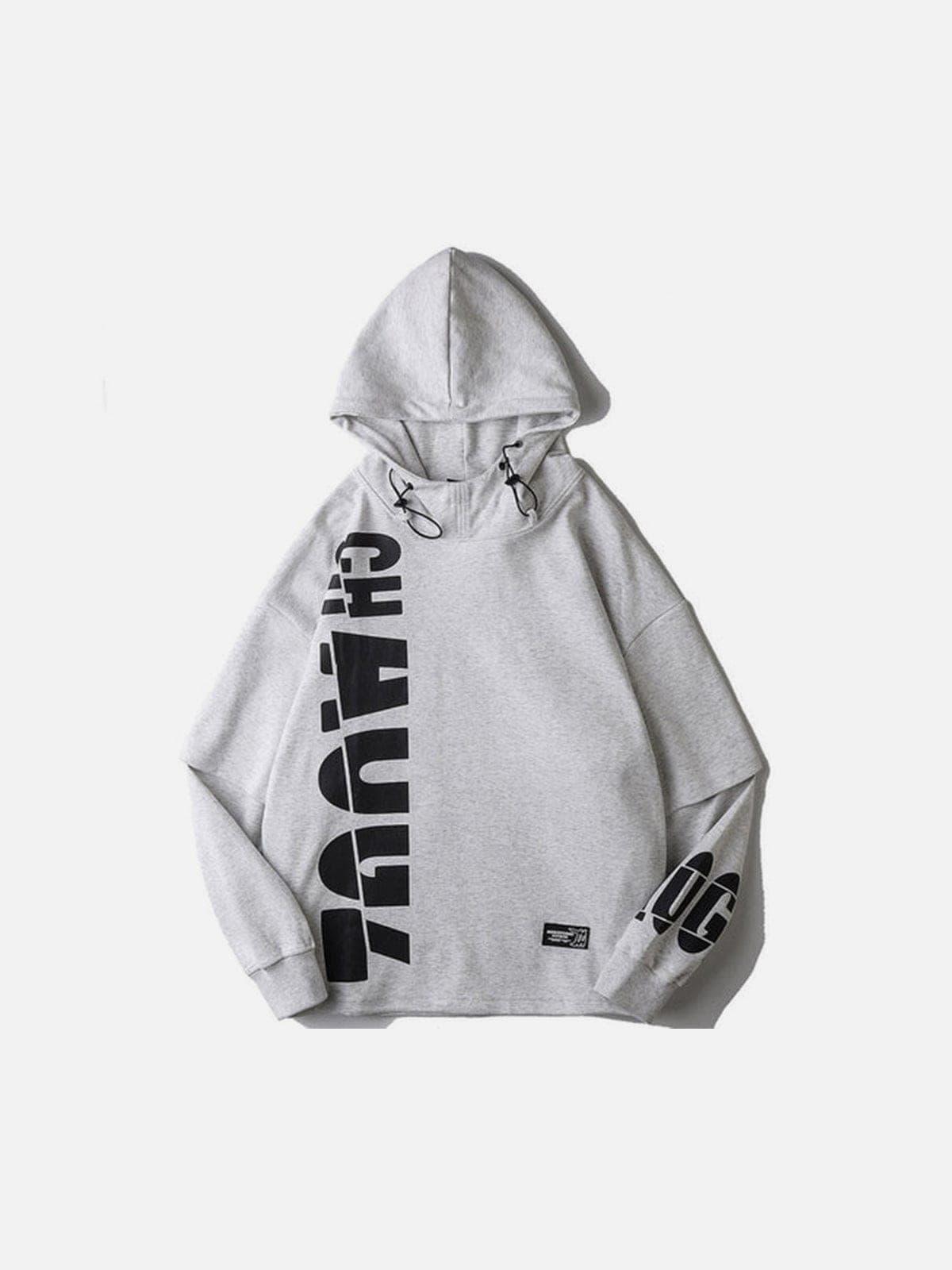 Fake Two Symmetry Print Hoodie