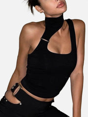Irregular Hollow Turtleneck Vest