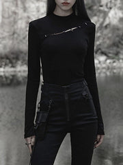 Half Turtleneck Button Long Sleeve T Shirt