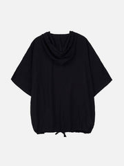 Dark Elastic Oversized Hooded Shirt