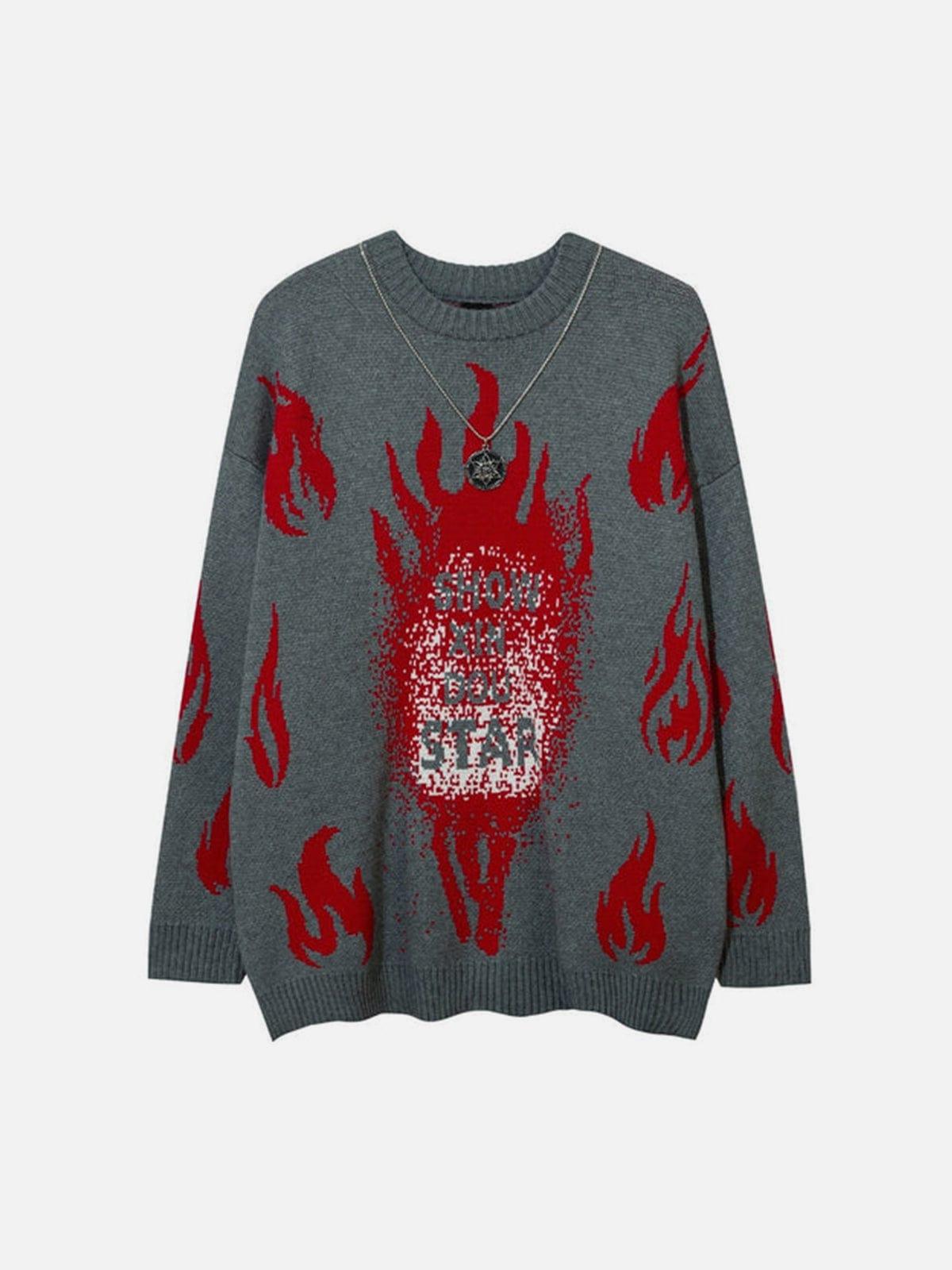 Red Fire Flame with Chain Knitted Sweater