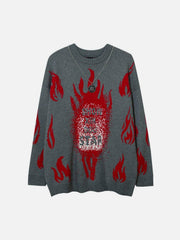 Red Fire Flame with Chain Knitted Sweater