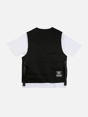 Vintage Multi Pockets Button Letter Vest