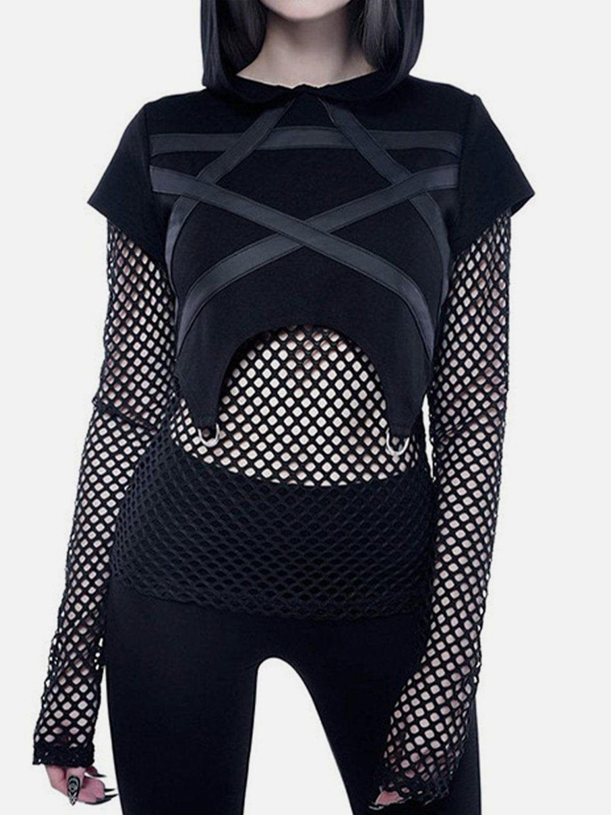 Patchwork Mesh Star Hoodie