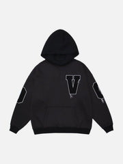 Fake Two Tassel Embroidery Letters Print Hoodie