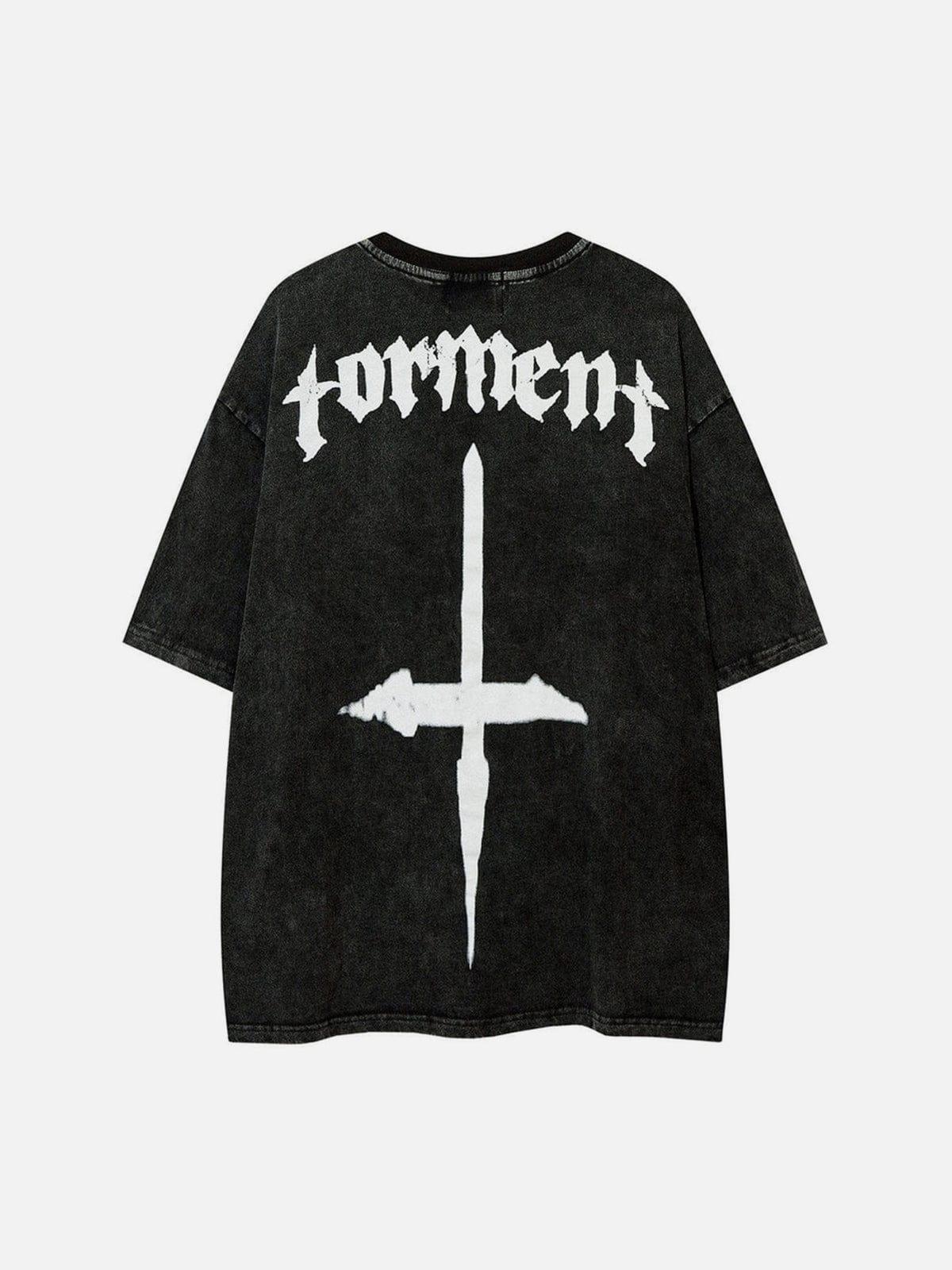 Washed Cross Letters Graphic Tee