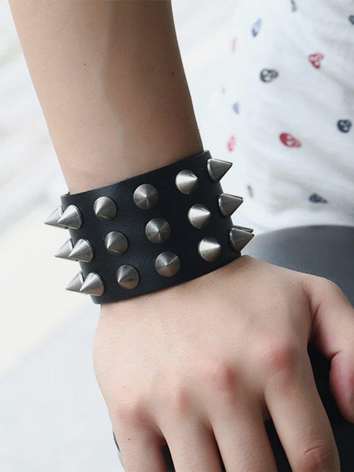 Punk Leather Rivet Adjustable Bracelet