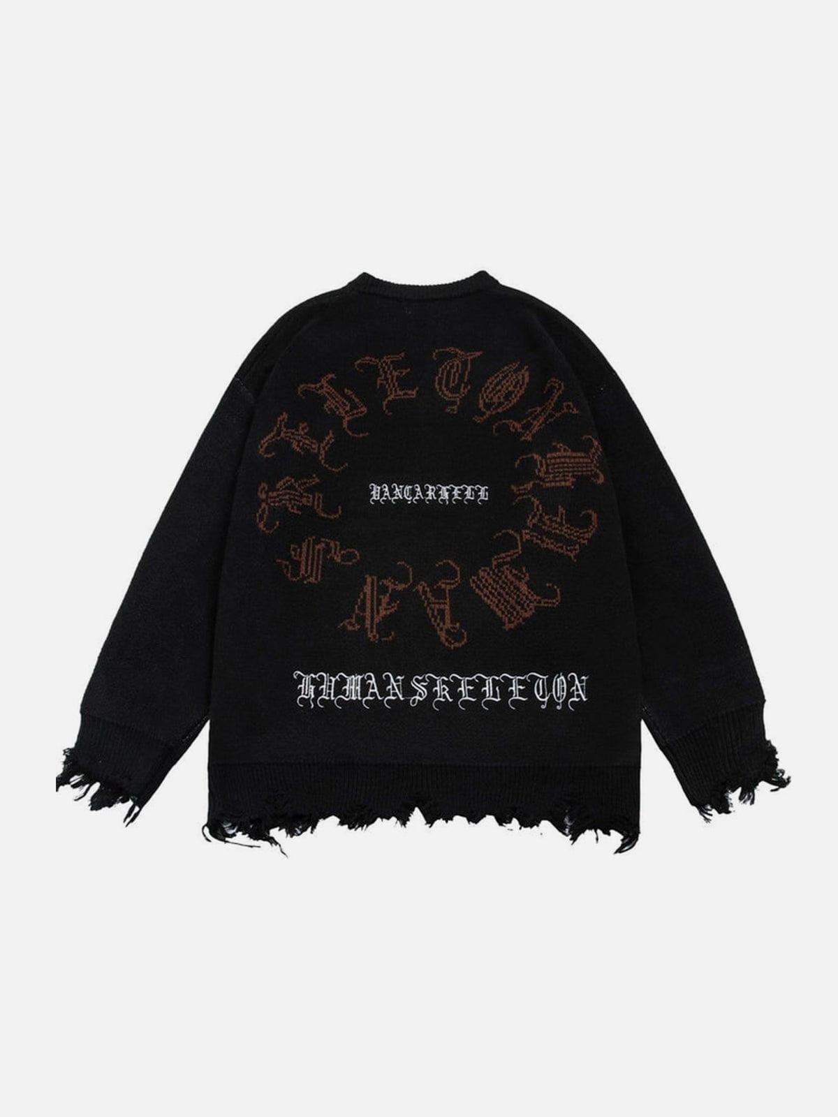 Fantasy Demon Print Oversized Sweater