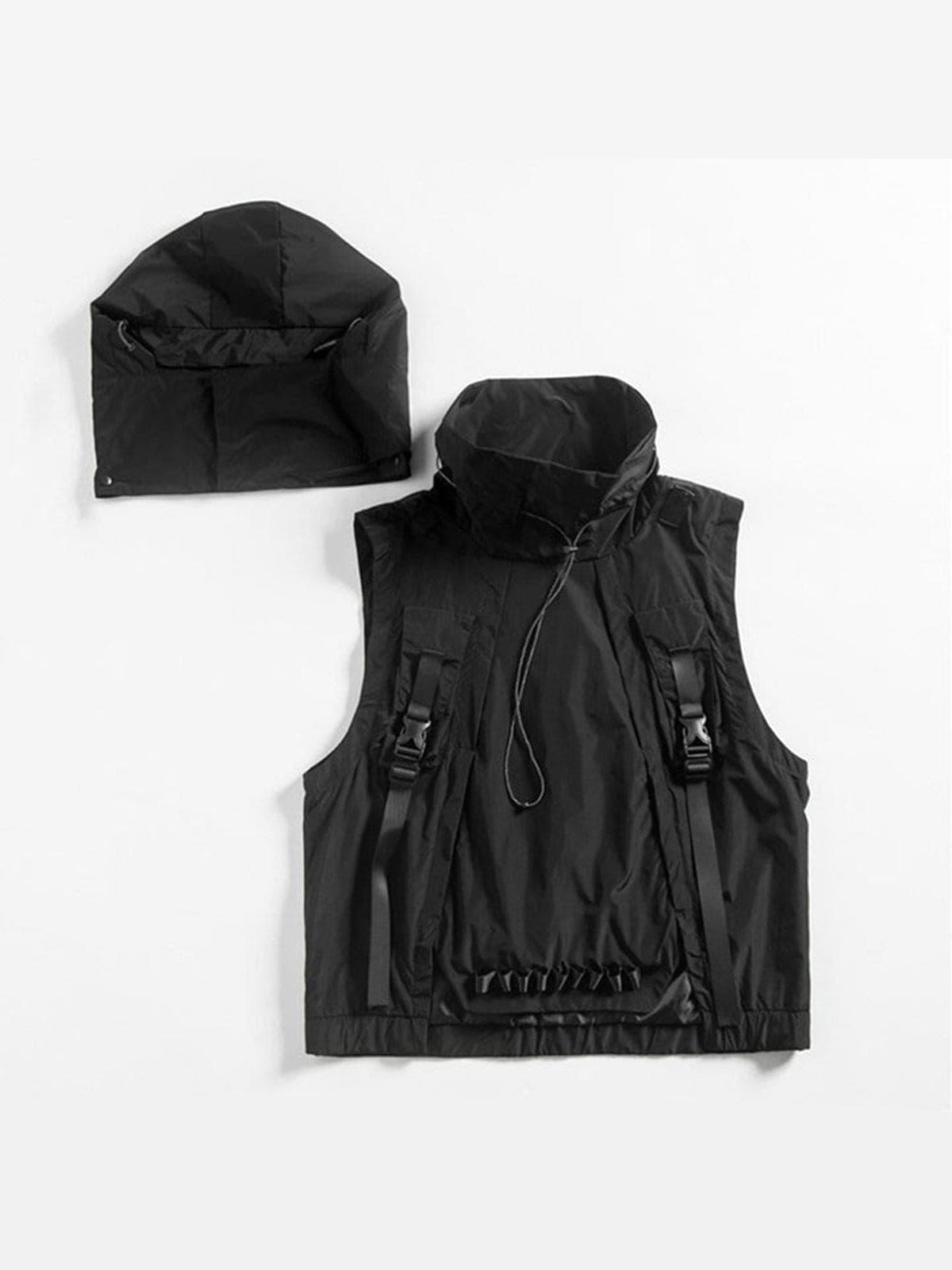 Dark Combat Multi Pockets Hooded Vest