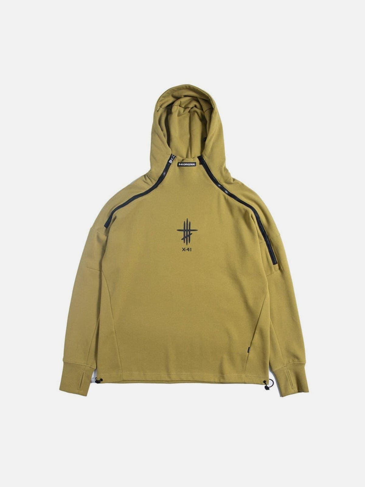 Functional Double Zipper Turtleneck Hoodies