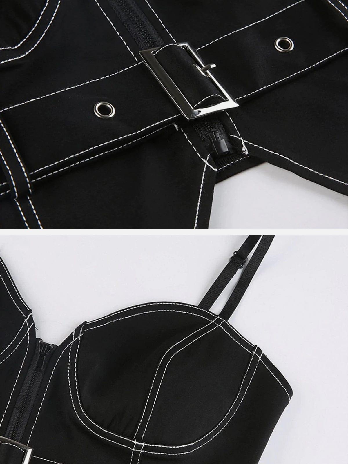 Topstitched Belt Cropped Vest