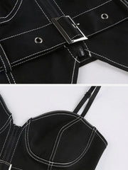 Topstitched Belt Cropped Vest