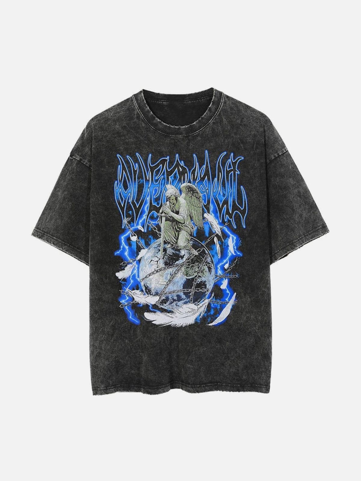 Angel Crushes The Lock Earth Cotton Washed Graphic Tee