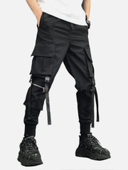 Zipper Pockets Ribbons Cargo Pants