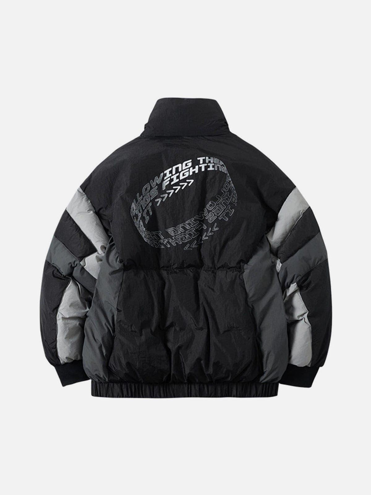 Combat Color Block Stand Winter Down Coat