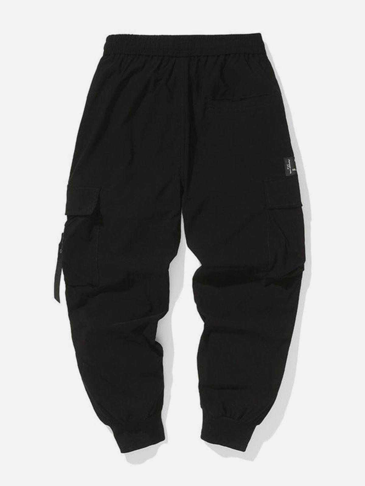 Combat Ribbons Buckle Pockets Cargo Pants