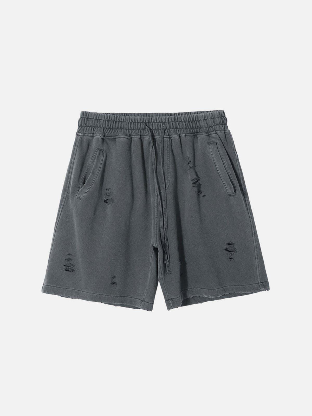 Ripped Hole Washed Shorts