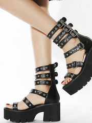 Punk Roman Rivet Hole Platform Sandals