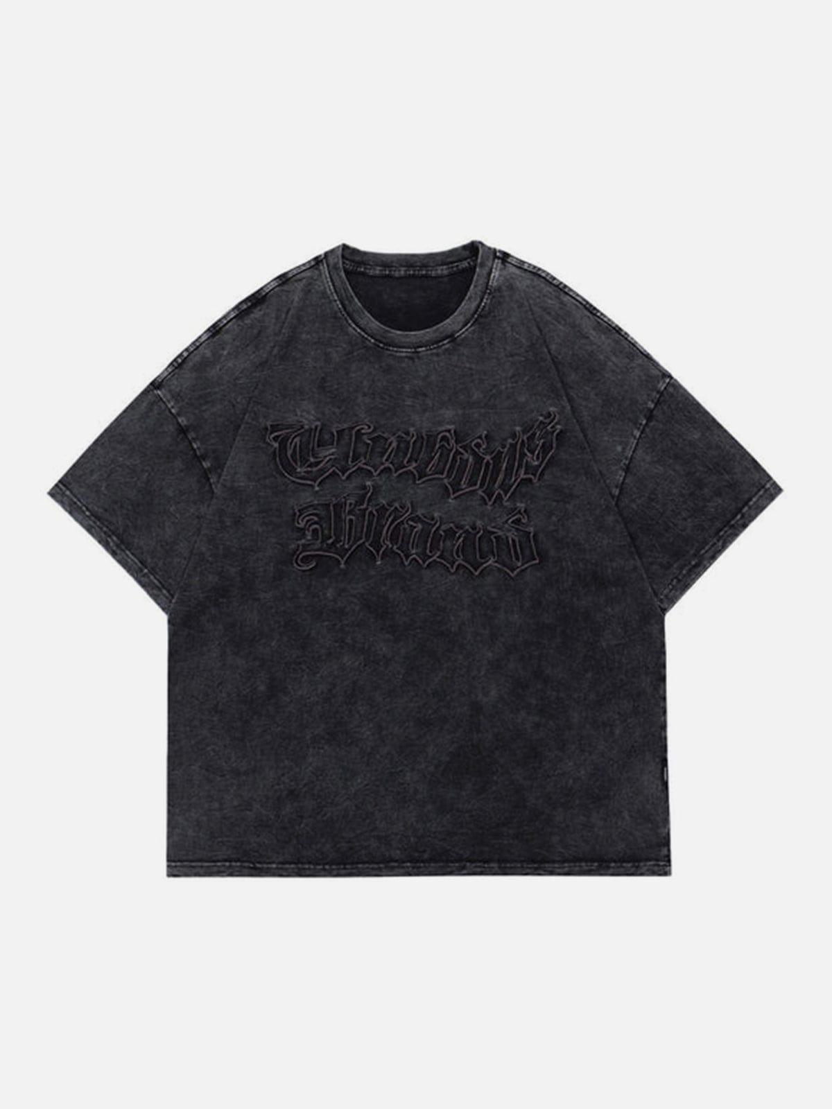Irregular Embroidery Washed Graphic Tee