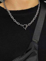 Punk Thick Chain Hollow OT Buckle Necklace