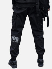 Techwear Drawstring Pocket Print Thick Fleece Cargo Pants