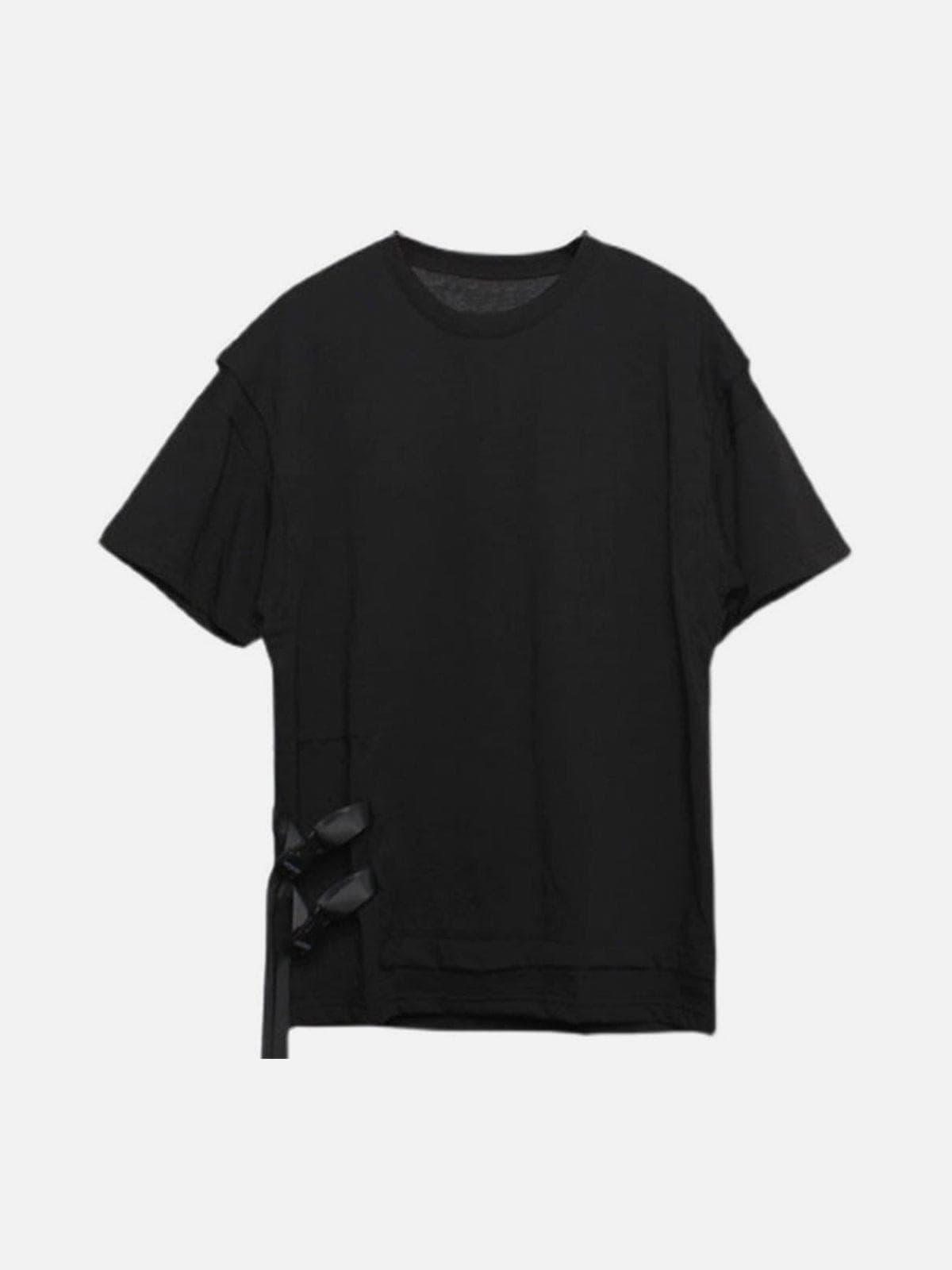 Fake Two Patchwork Ribbons Tee