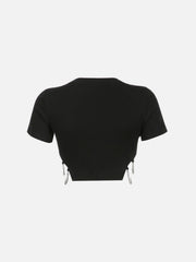 Solid Color Chain Decoration Tee