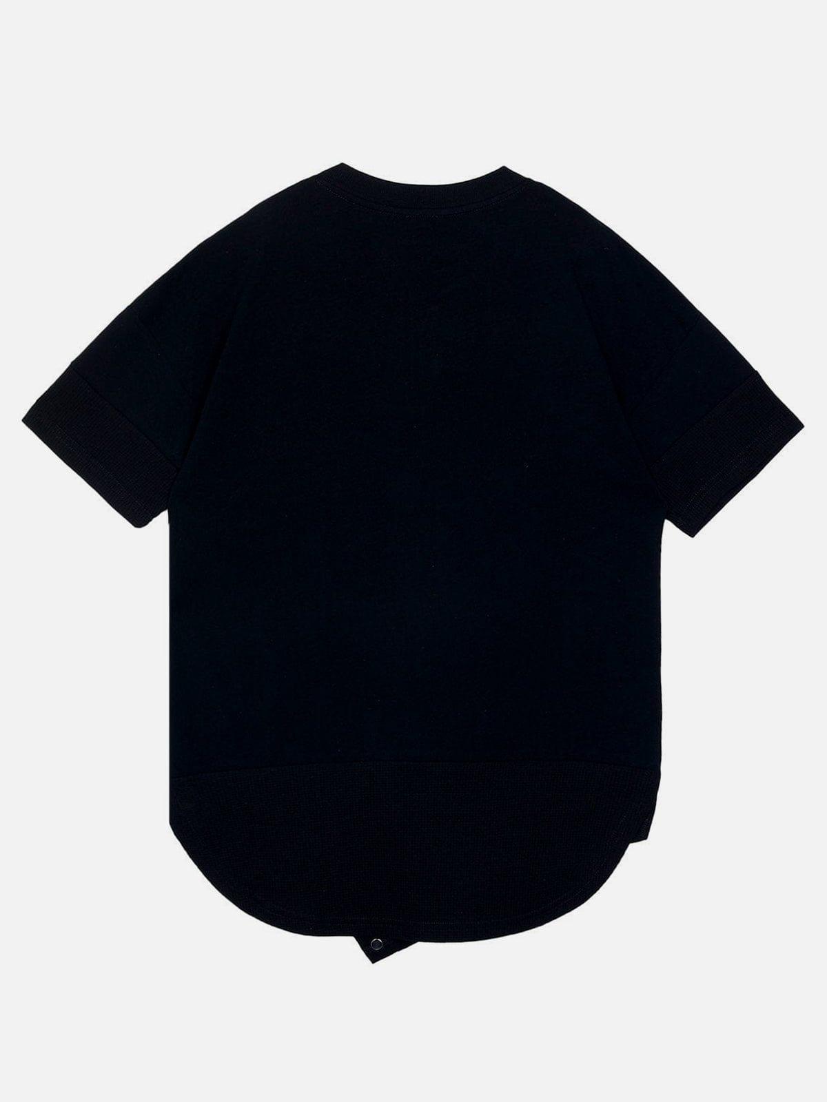 Irregular Zipper Buttons Tee