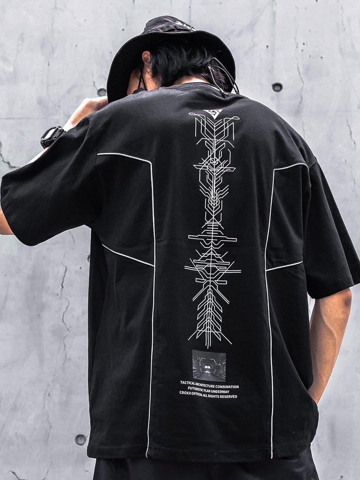 Functional Reflective Strip Print Cotton Tee